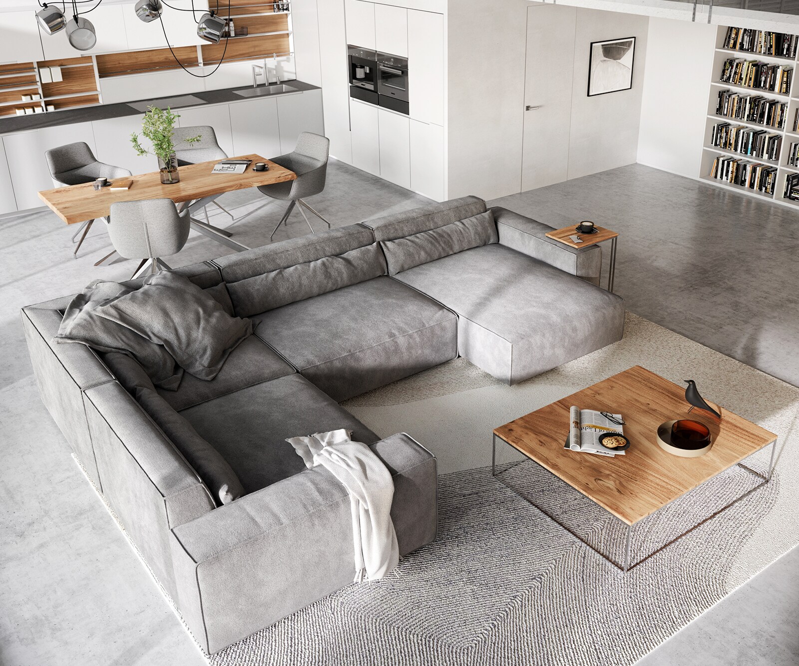 Canapé panoramique Sirpio XL 360x260 cm Microfibre Taupe Recamiere variable 3