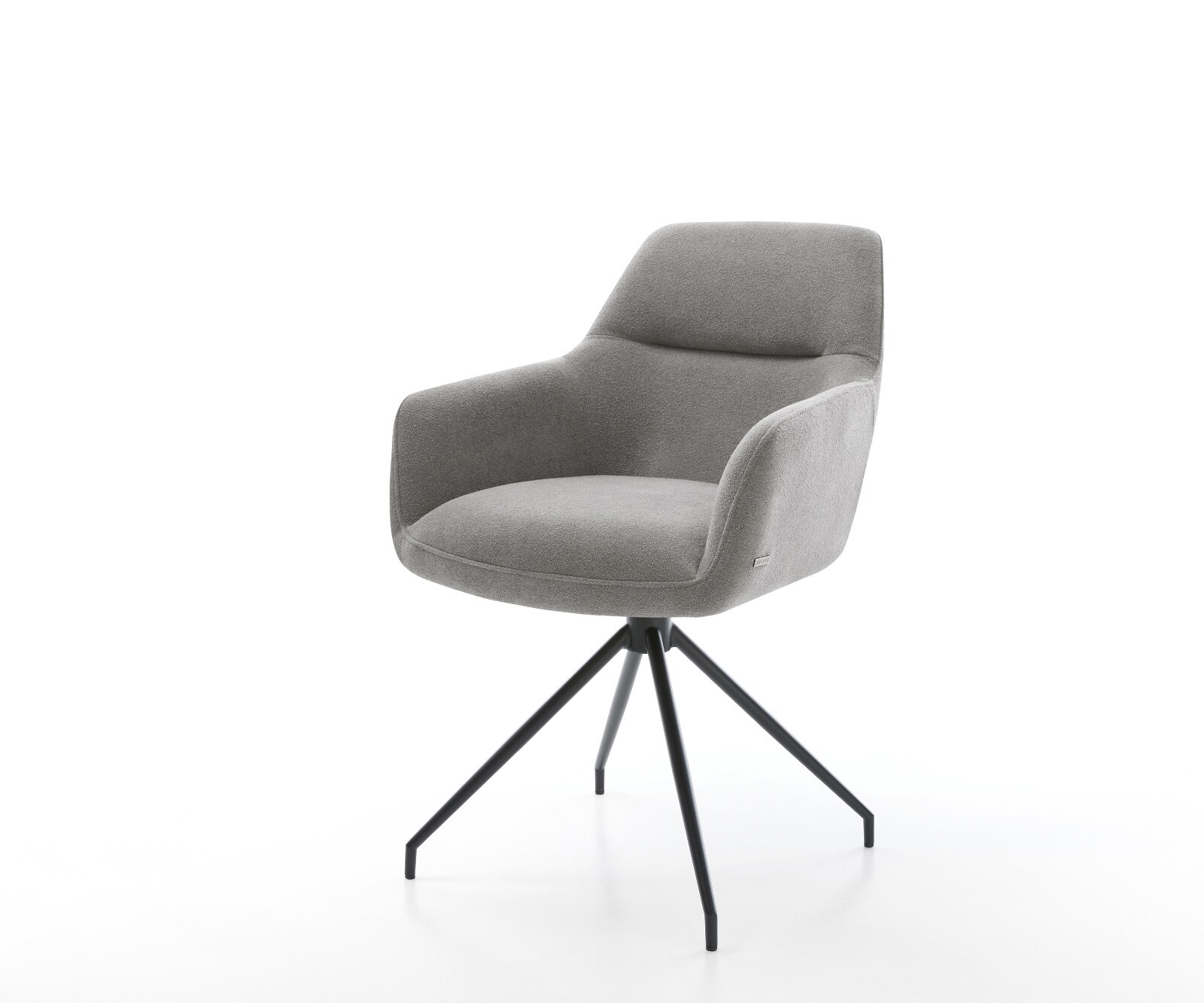 Chaise-de-salle-à-manger Pejo-Flex tissu structuré doux gris pied croisé conique noir resorts ensachés 1