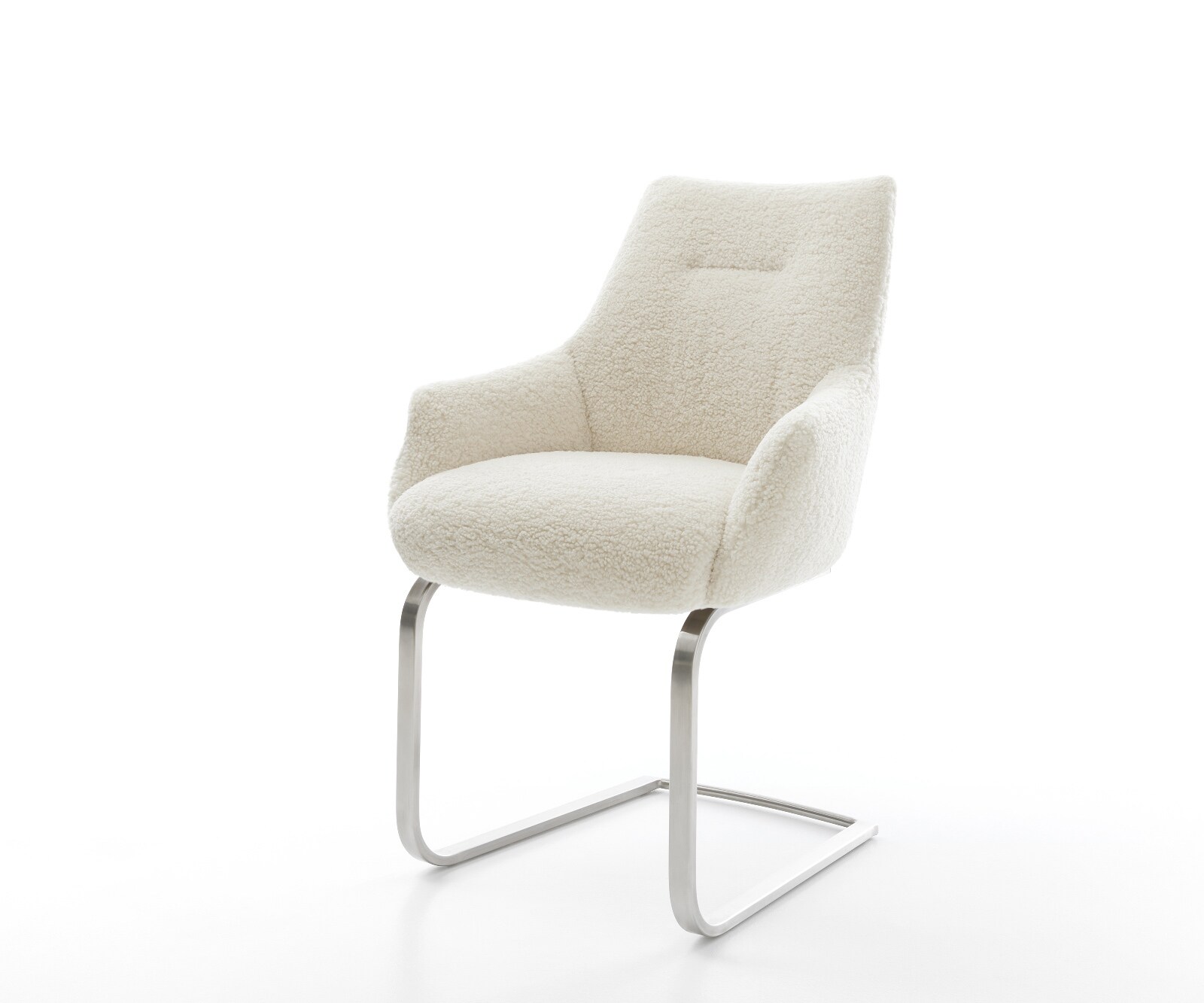 Cantilever Alja-Flex avec accoudoirs tissu teddy beige pied cantilever plat acier inoxydable resorts ensachés 1