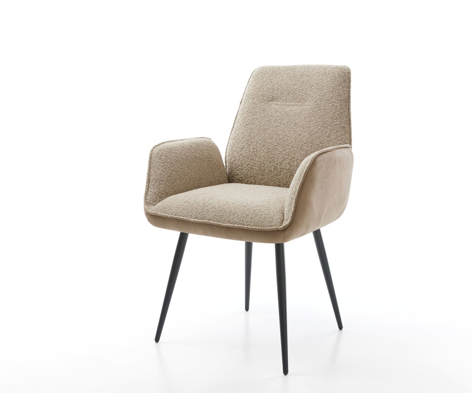 Chaise-de-salle-à-manger Zoa-Flex tissu mixte couleur boue 4 pieds coniques noir ressorts ensachés Chaise-de-salle-à-manger Zoa-Flex tissu mixte couleur boue 4 pieds coniques noir ressorts ensachés