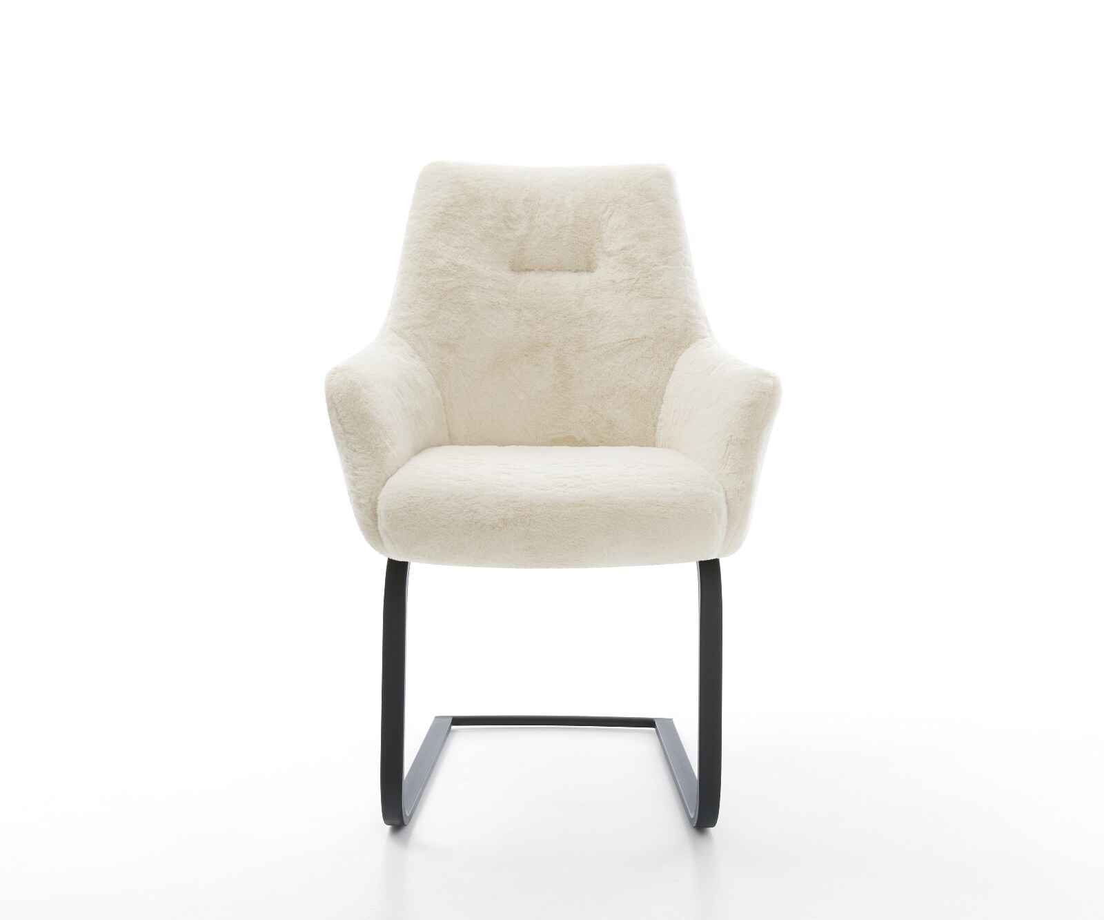 Cantilever Alja-Flex avec accoudoirs peluche crème-blanc pied cantilever plat noir resorts ensachés 1