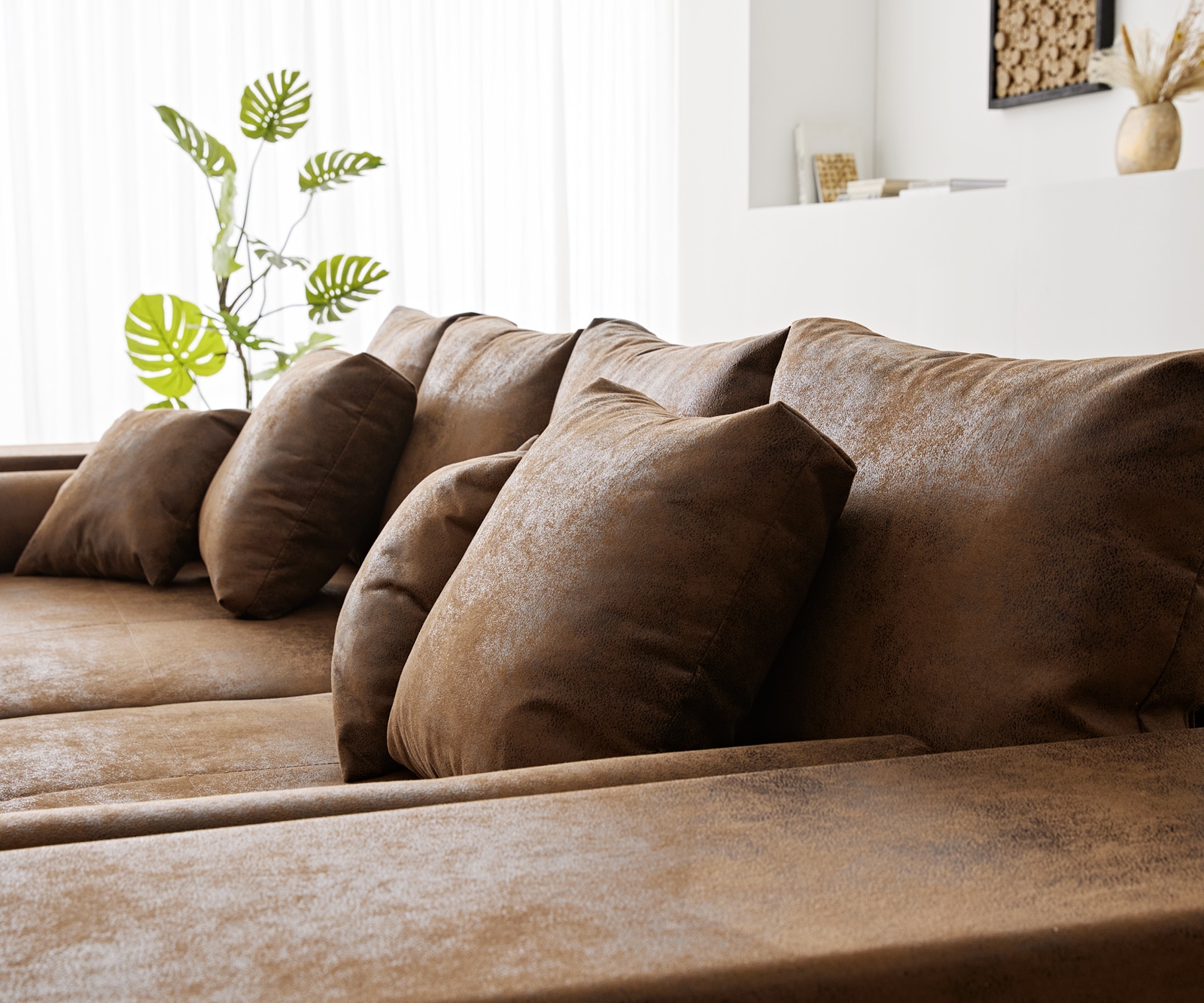 Grand Canapé Marbeya 285x115 cm marron optique antique avec 10 coussins grand canapé 5 Grand Canapé Marbeya 285x115 cm marron optique antique avec 10 coussins grand canapé 5