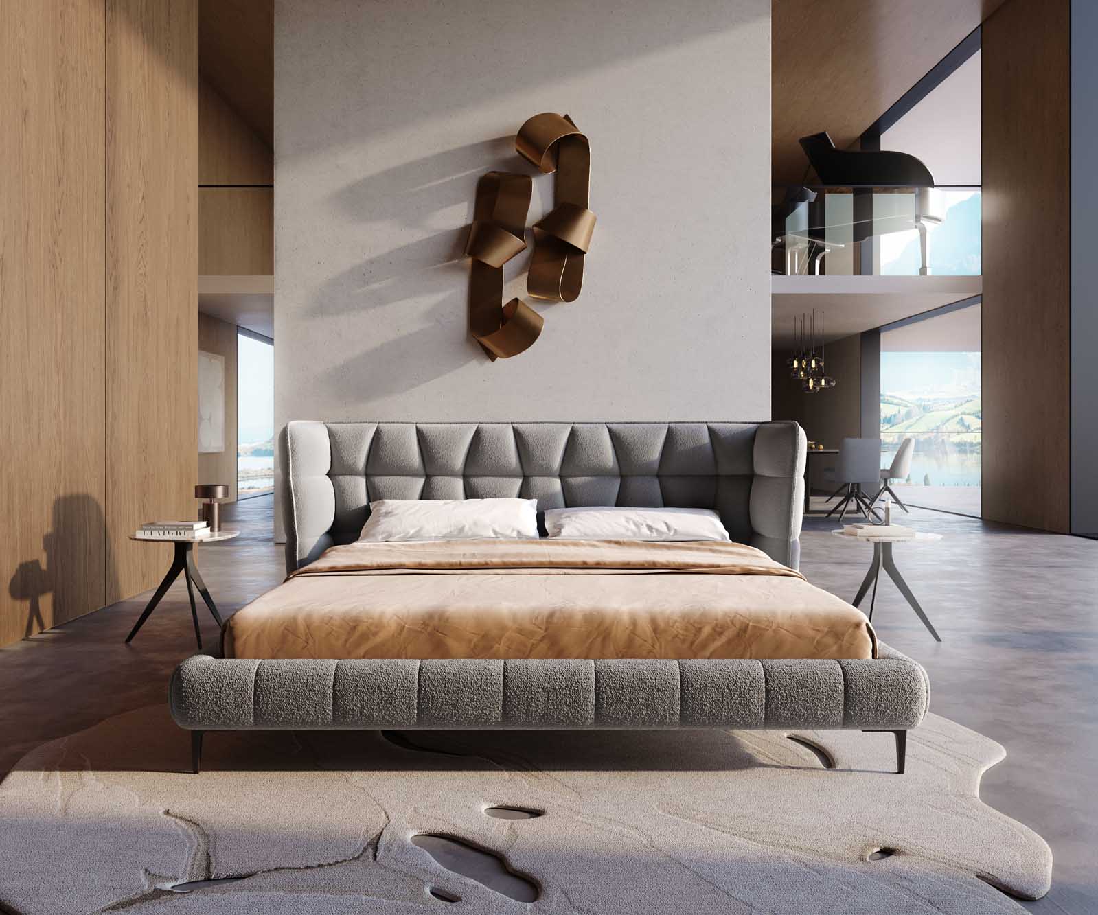 Sommier rembourré Capujo 180x200 cm Bouclé Gris Argenté 1 Sommier rembourré Capujo 180x200 cm Bouclé Gris Argenté 1