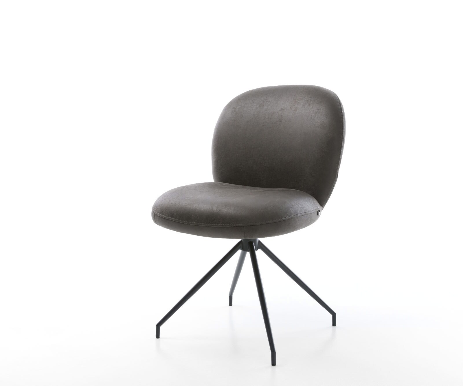 Chaise-pivotante Nube-Flex microvelours anthracite vintage pied croisé conique noir pivotement sur 180° ressorts ensachés