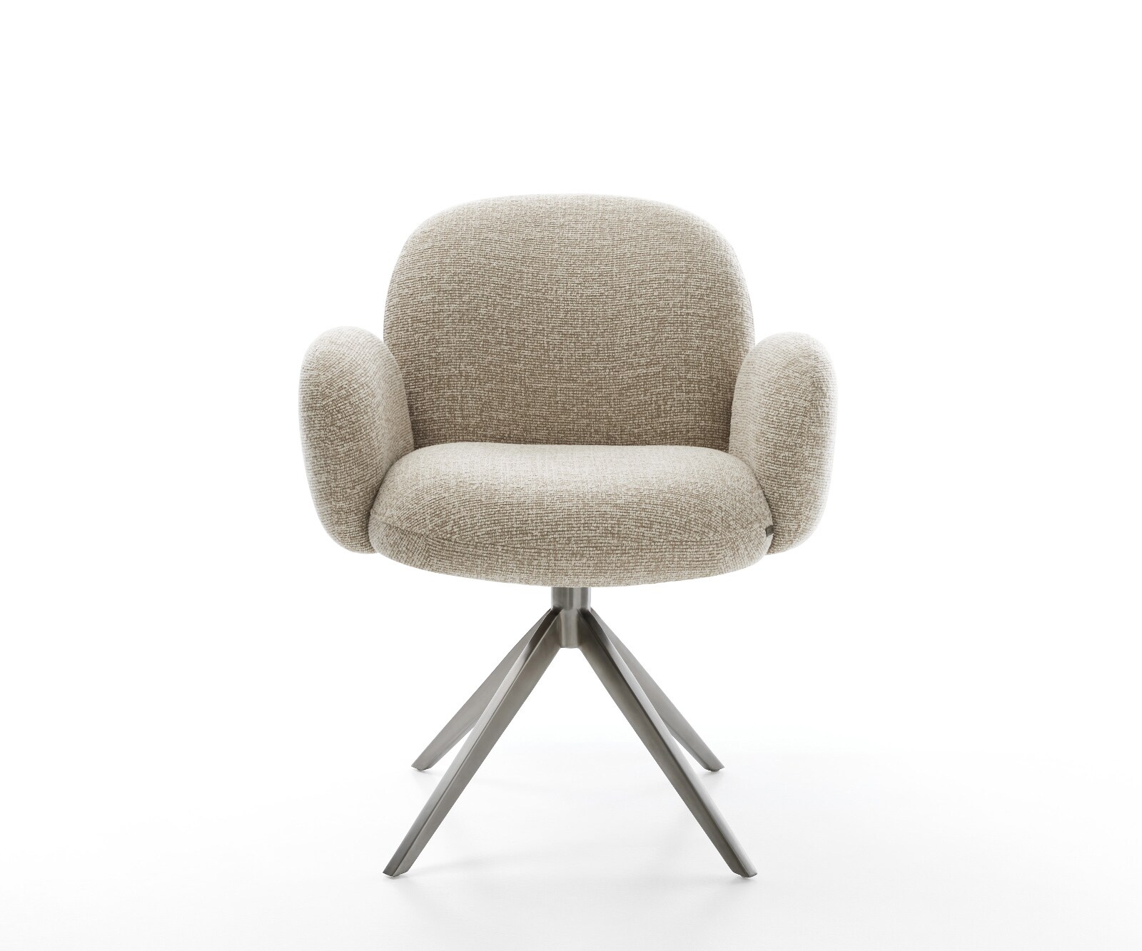 Chaise-pivotante Nube-Flex avec accoudoirs tissu tissé doux beige pied croisé large grafiete pivotement sur 360° fonction bascule resorts ensachés 2
