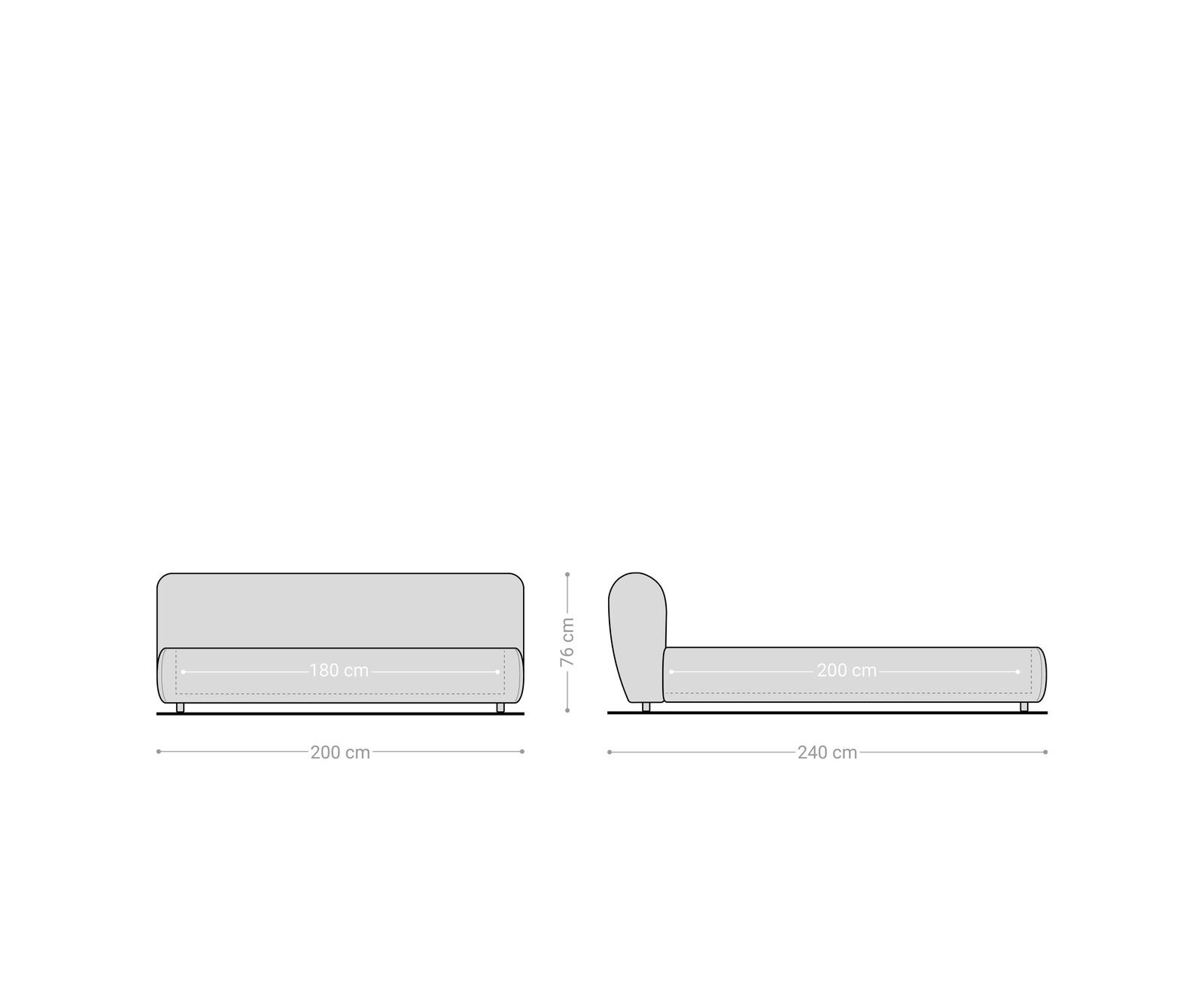 Cadre-de-lit rembourré Shona 180x200 cm tissu Teddy gris 6