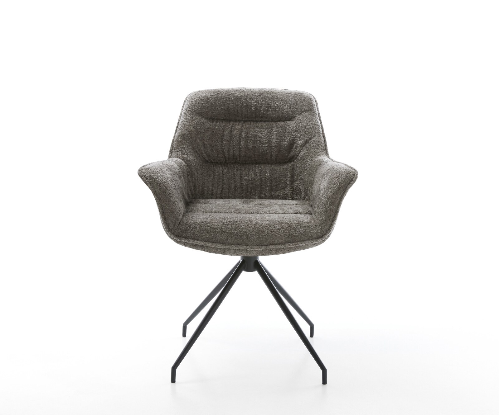 Chaise-de-salle-à-manger Kaira-Flex bouclé doux couleur boue pied croisé conique noir 1