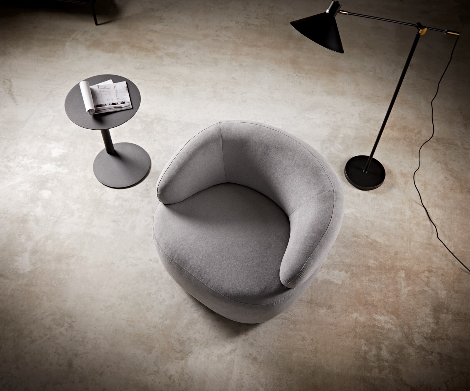 Fauteuil-lounge Nova 88x88 cm microfibre gris 5