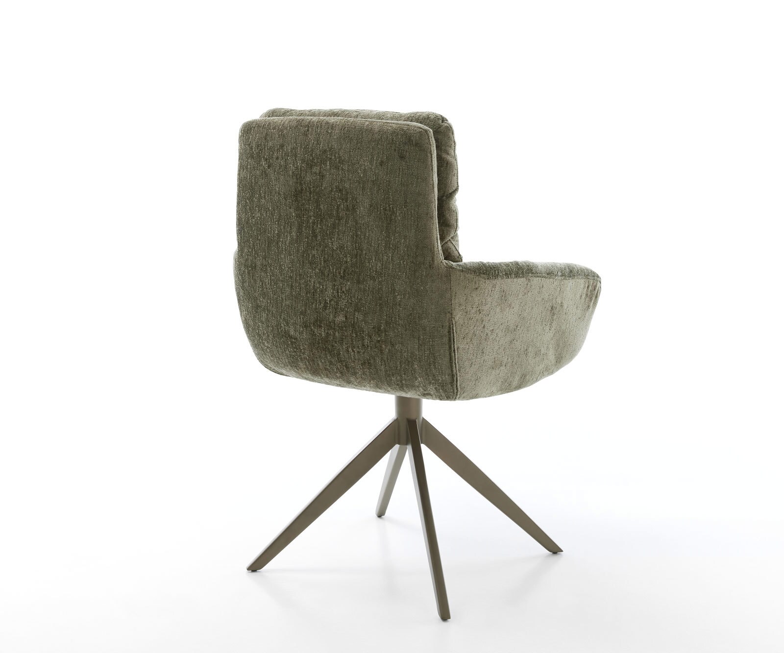 Chaise-pivotante Abelia-Flex avec accoudoirs chenille olive pied croisé large aspect titane pivotement sur 360° 5