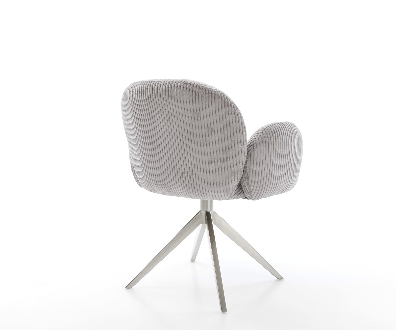 Chaise-pivotante Nube-Flex côtelé gris argenté pied croisé large acier inoxydable brossé pivotement sur 360° fonction bascule ressorts ensachés 4