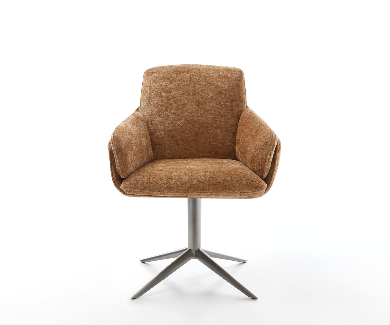 Chaise-pivotante Luan-Flex mit Armlehnen chenille rouille pied de chaise 4 branches grafiete pivotement sur 360° fonction bascule 2