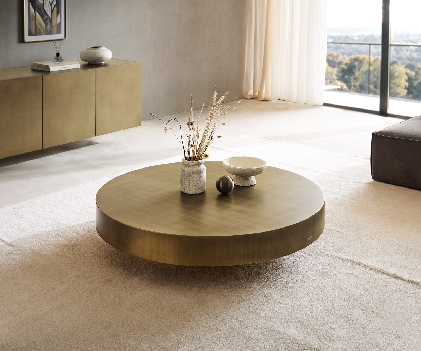 Table-basse Ryo 120x30 cm or métallique