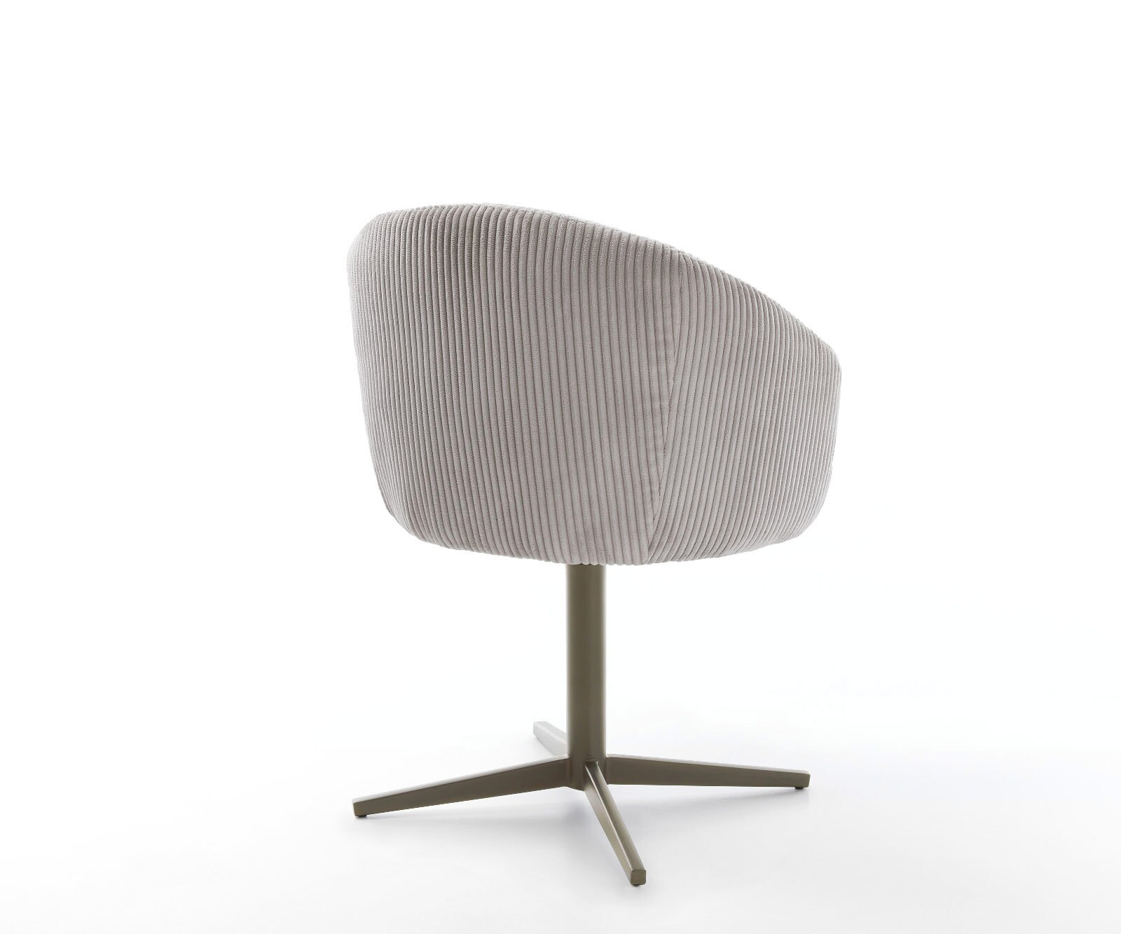 Chaise-pivotante Caja-Flex avec accoudoirs côtelé gris argenté pied de chaise 4 branches aspect titane pivotement sur 360° ressorts ensachés 4