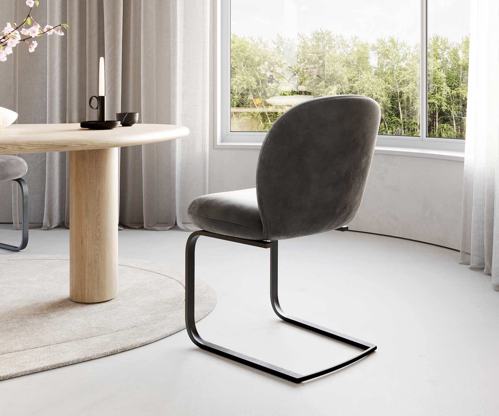 Cantilever Nube-Flex microvelours anthracite vintage pied cantilever plat noir ressorts ensachés 4