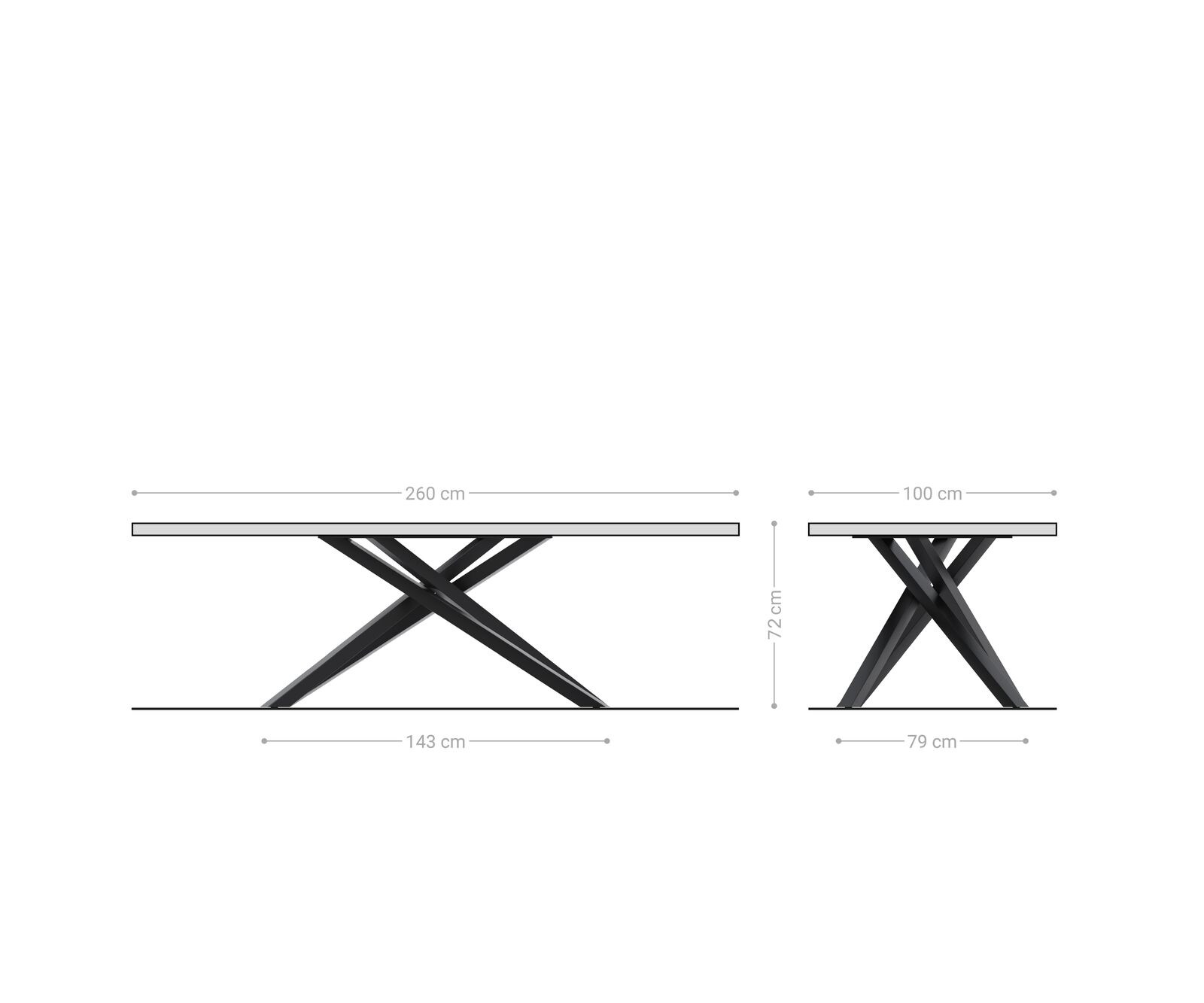 Table à manger Edge 260x100x2,5-3 chêne nature cadre croisé rectangle acier inoxydable Live-Edge 9