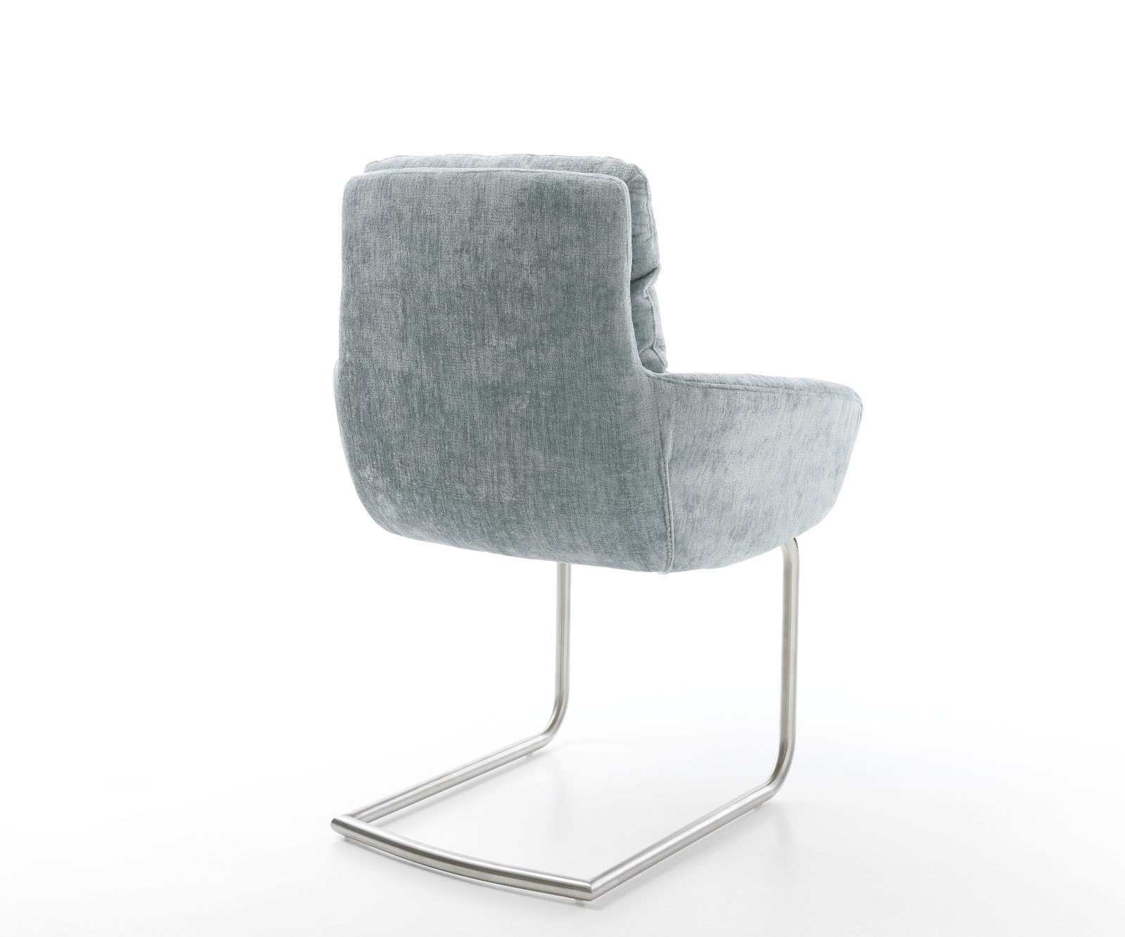 Cantilever Abelia-Flex avec accoudoirs chenille bleu pastel pied cantilever rond acier inoxydable brossé 4 Cantilever Abelia-Flex avec accoudoirs chenille bleu pastel pied cantilever rond acier inoxydable brossé 4