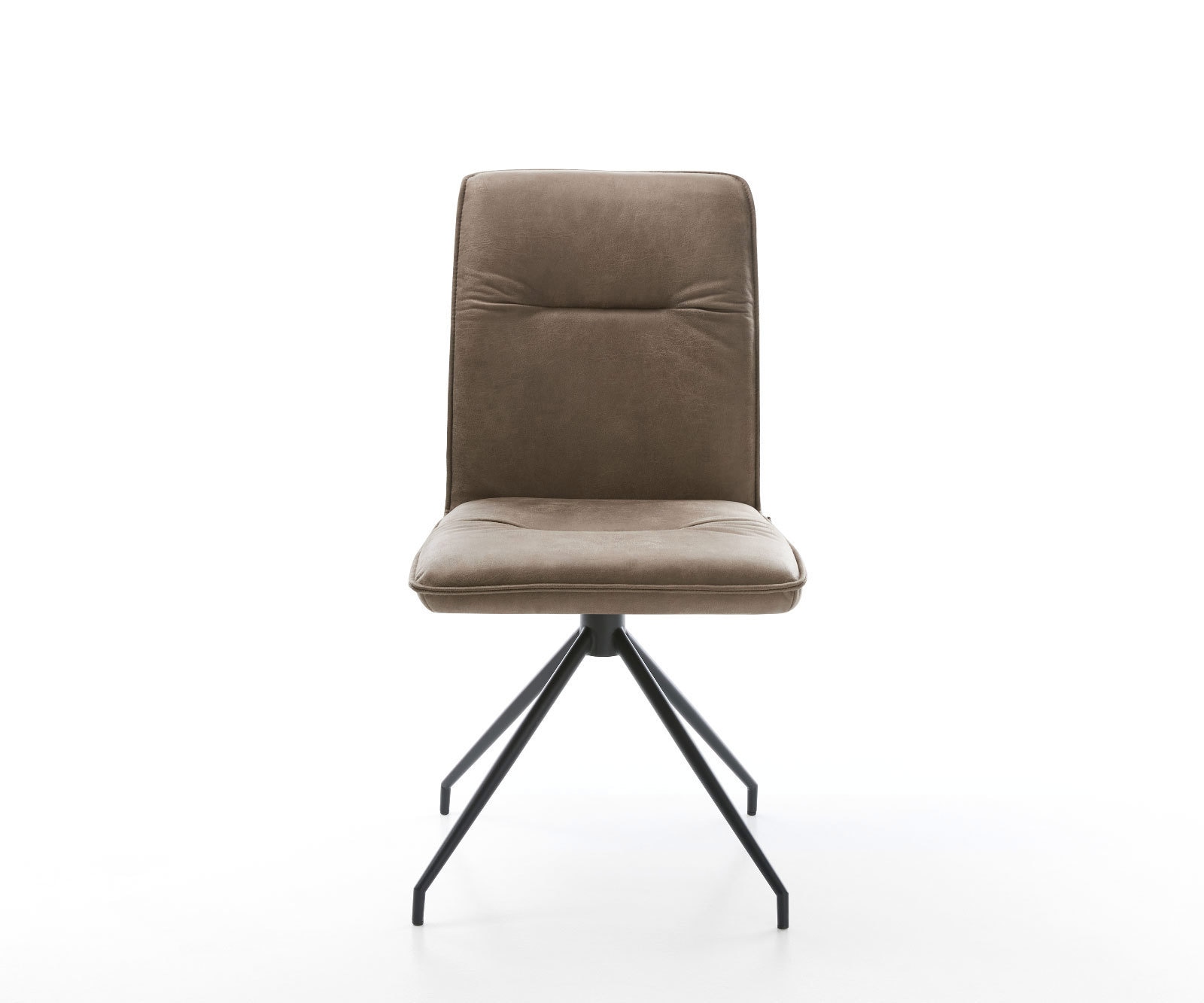 Chaise-de-salle-à-manger Vinjo-Flex microvelours taupe vintage pied croisé conique noir 1 Chaise-de-salle-à-manger Vinjo-Flex microvelours taupe vintage pied croisé conique noir 1