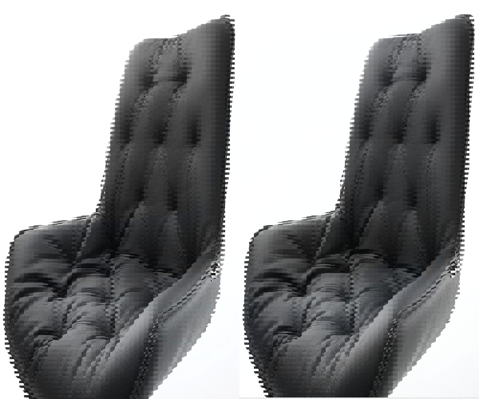 Chaise-de-salle-à-manger Taimi-Flex cuir de vache noir pied croisé large acier inoxydable brossé 3 Chaise-de-salle-à-manger Taimi-Flex cuir de vache noir pied croisé large acier inoxydable brossé 3
