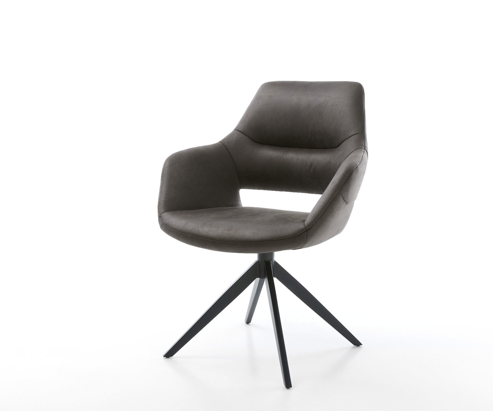 Chaise-pivotante Yago-Flex avec accoudoirs microvelours anthracite vintage pied croisé large noir pivotement sur 360° fonction bascule ressorts ensachés 1