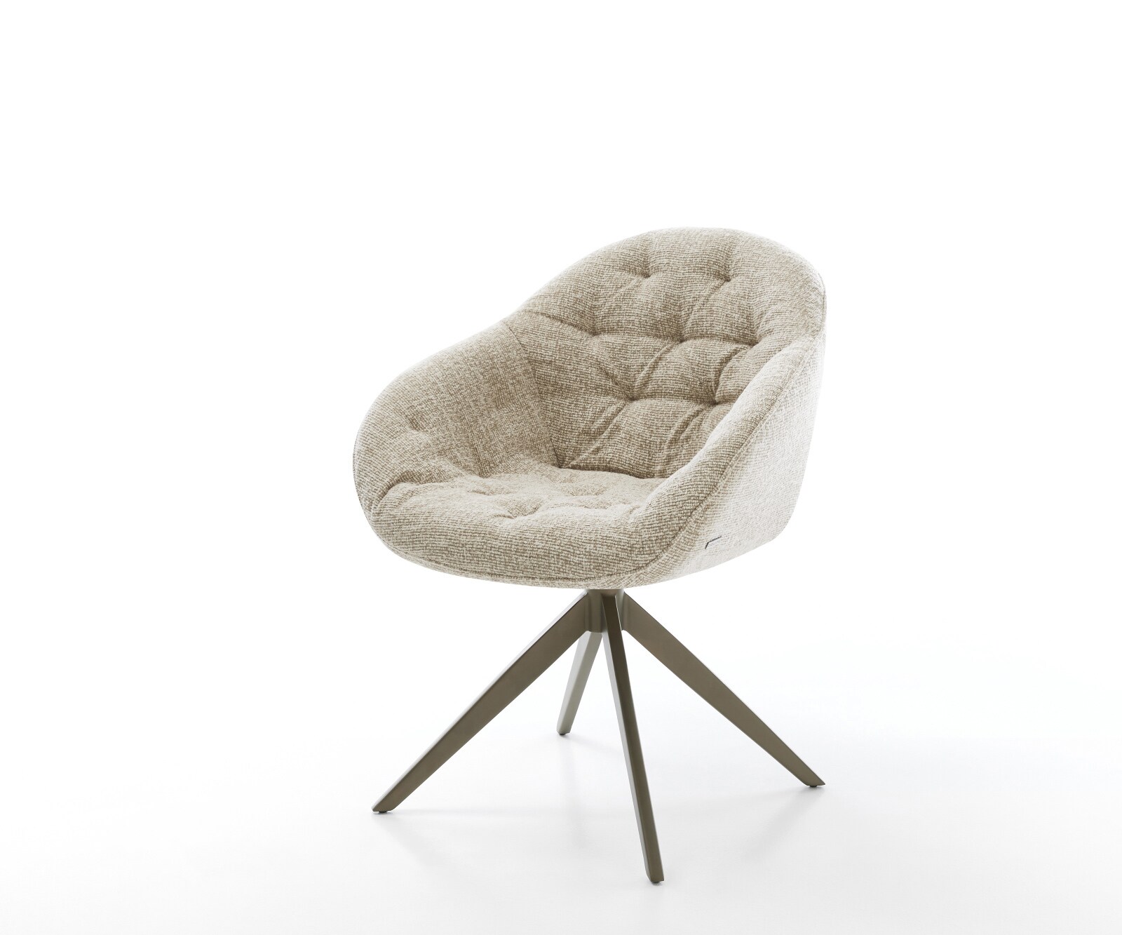 Chaise-pivotante Gaio-Flex tissu tissé doux beige pied croisé large aspect titane pivotement sur 360° fonction bascule