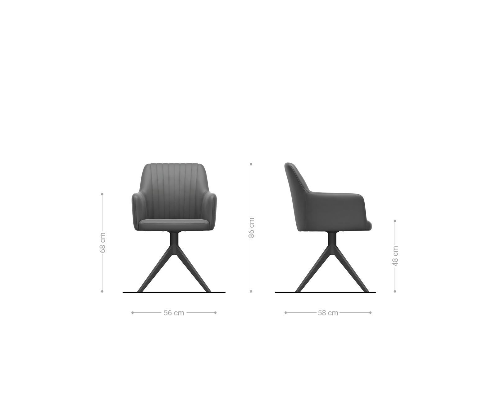 Chaise-de-salle-à-manger Greg-Flex rayures gris clair pied croisé large acier inoxydable brossé ressorts ensachés 6