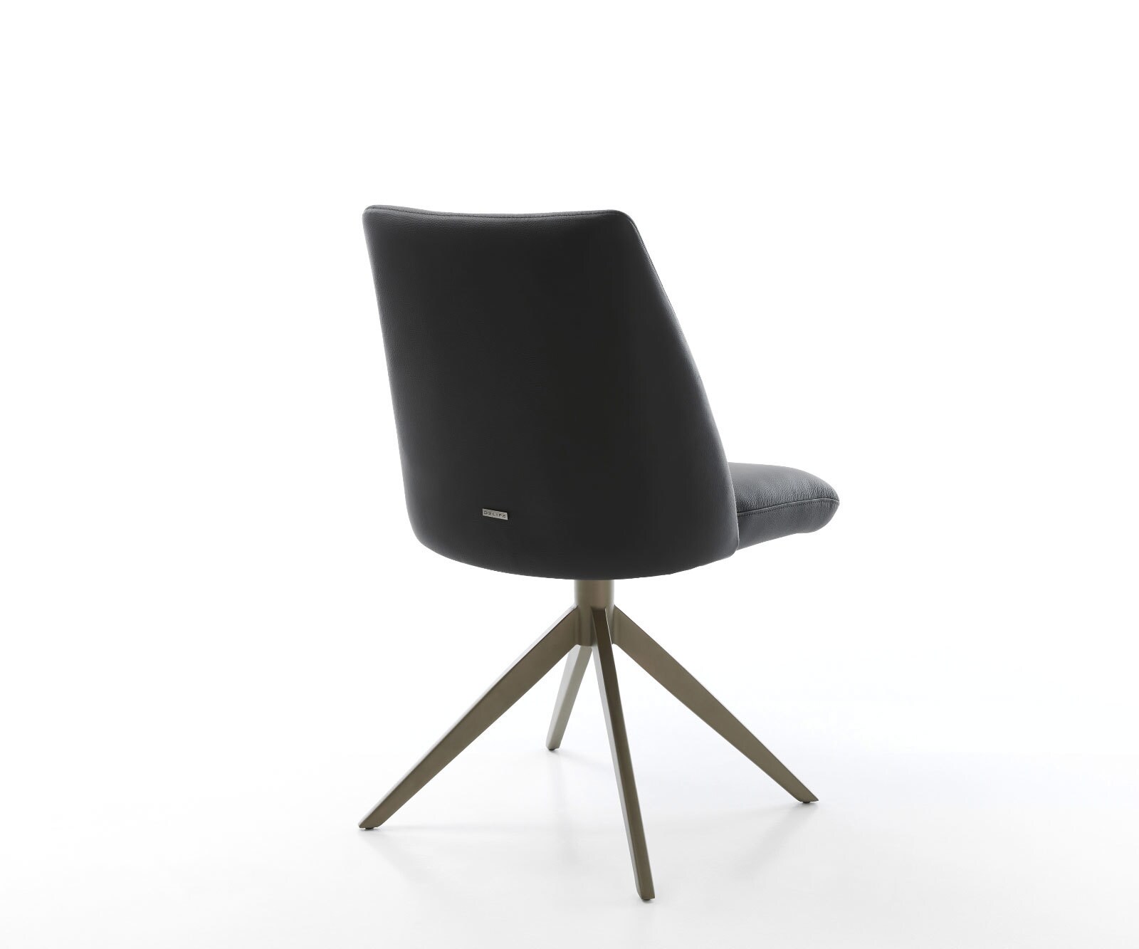 Chaise-pivotante Elso-Flex cuir de vache noir pied croisé large aspect titane pivotement sur 360° fonction bascule ressorts ensachés 5