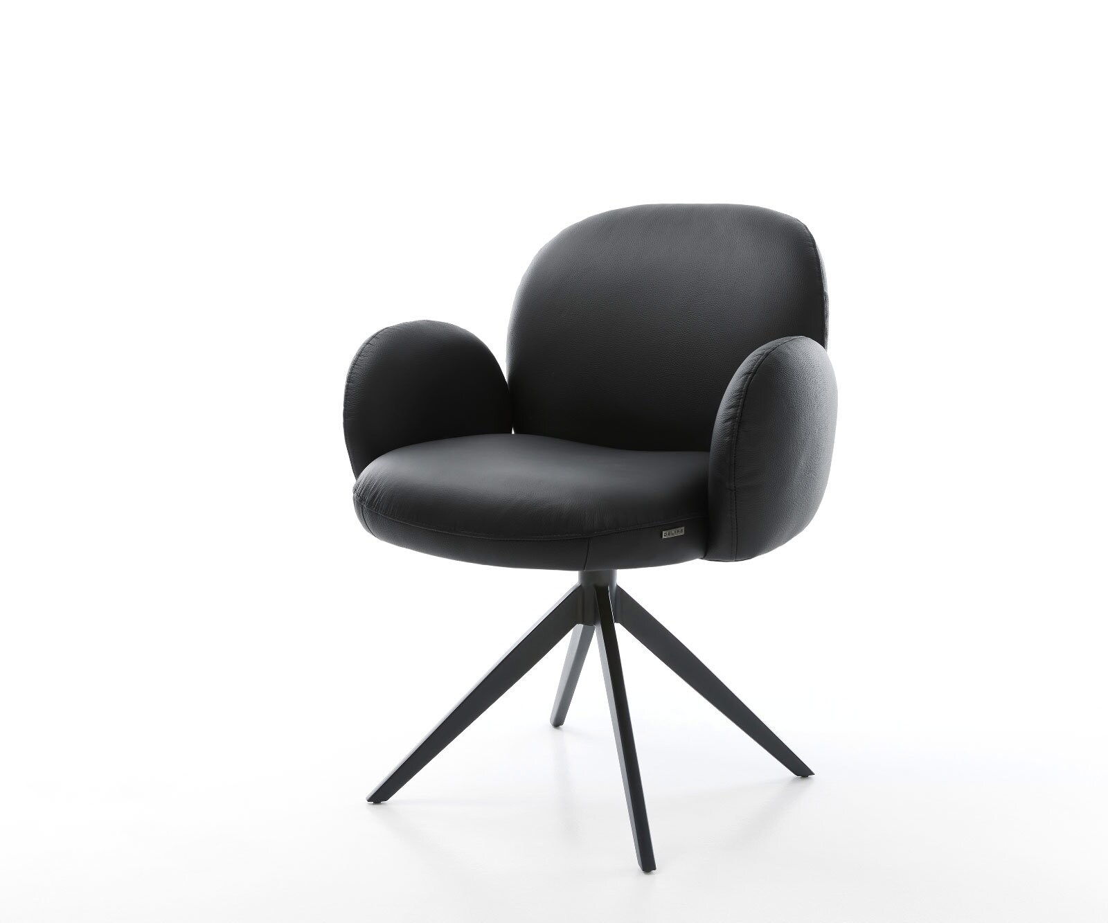 Chaise-pivotante Nube-Flex cuir de vache noir pied croisé large noir pivotement sur 360° fonction bascule ressorts ensachés
