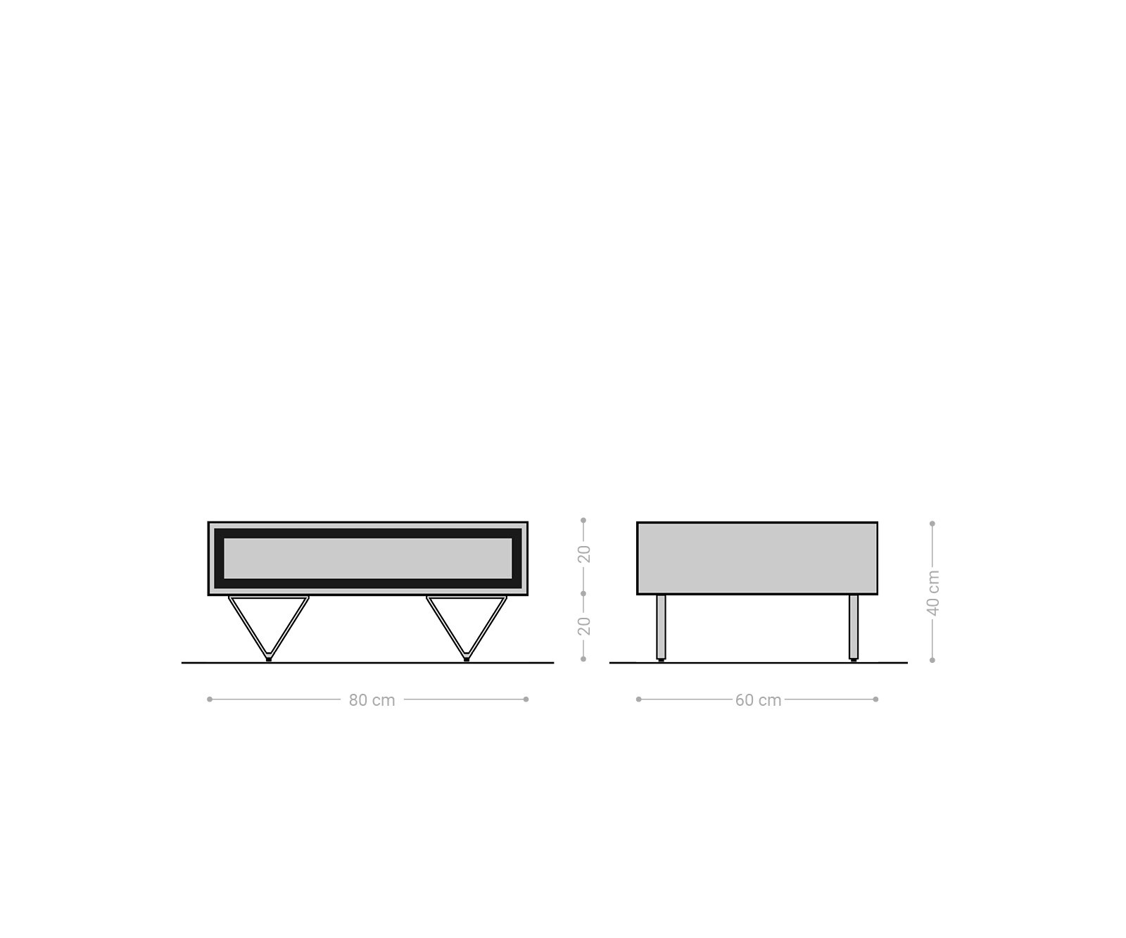 Table basse Stonegrace 80x60 acacia nature 2 tiroirs placage en pierre pieds en V 8