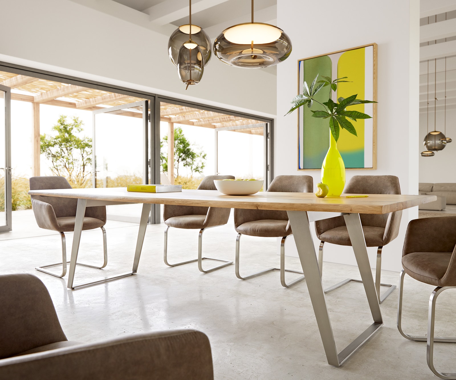 Table à manger Edge 260x100x2,5-3 chêne nature acier inoxydable inclinée Live-Edge 4 Table à manger Edge 260x100x2,5-3 chêne nature acier inoxydable inclinée Live-Edge 4