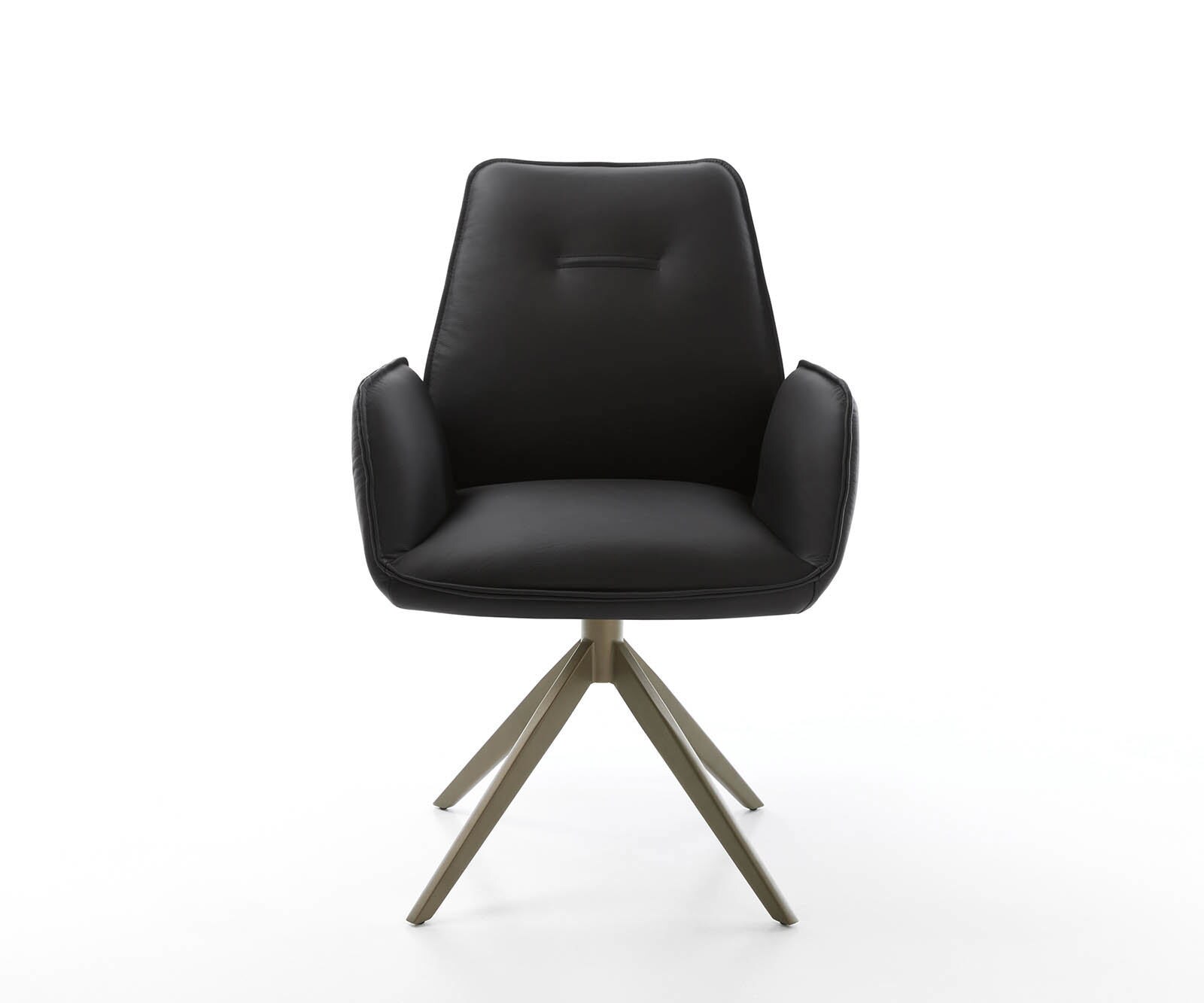 Chaise-pivotante Zoa-Flex cuir de vache noir pied croisé large aspect titane pivotement sur 360° ressorts ensachés 1