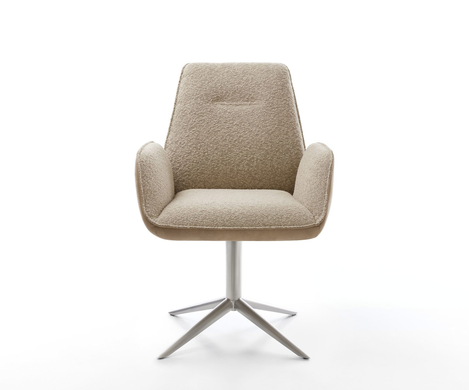 Chaise-pivotante Zoa-Flex tissu mixte couleur boue pied de chaise 4 branches acier inoxydable brossé pivotement sur 360° fonction bascule ressorts ensachés 2