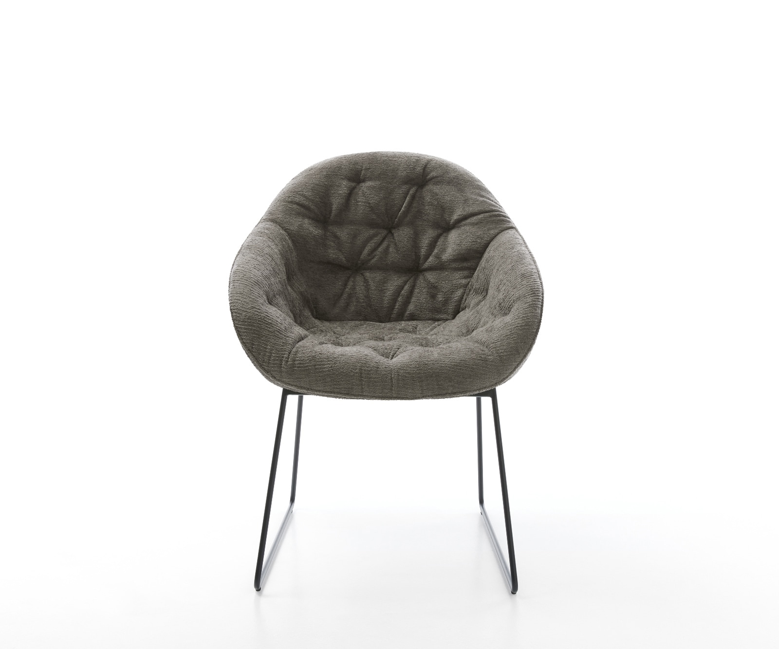 Chaise-de-salle-à-manger Gaio-Flex bouclé doux couleur boue pied trapèze noir 1 Chaise-de-salle-à-manger Gaio-Flex bouclé doux couleur boue pied trapèze noir 1