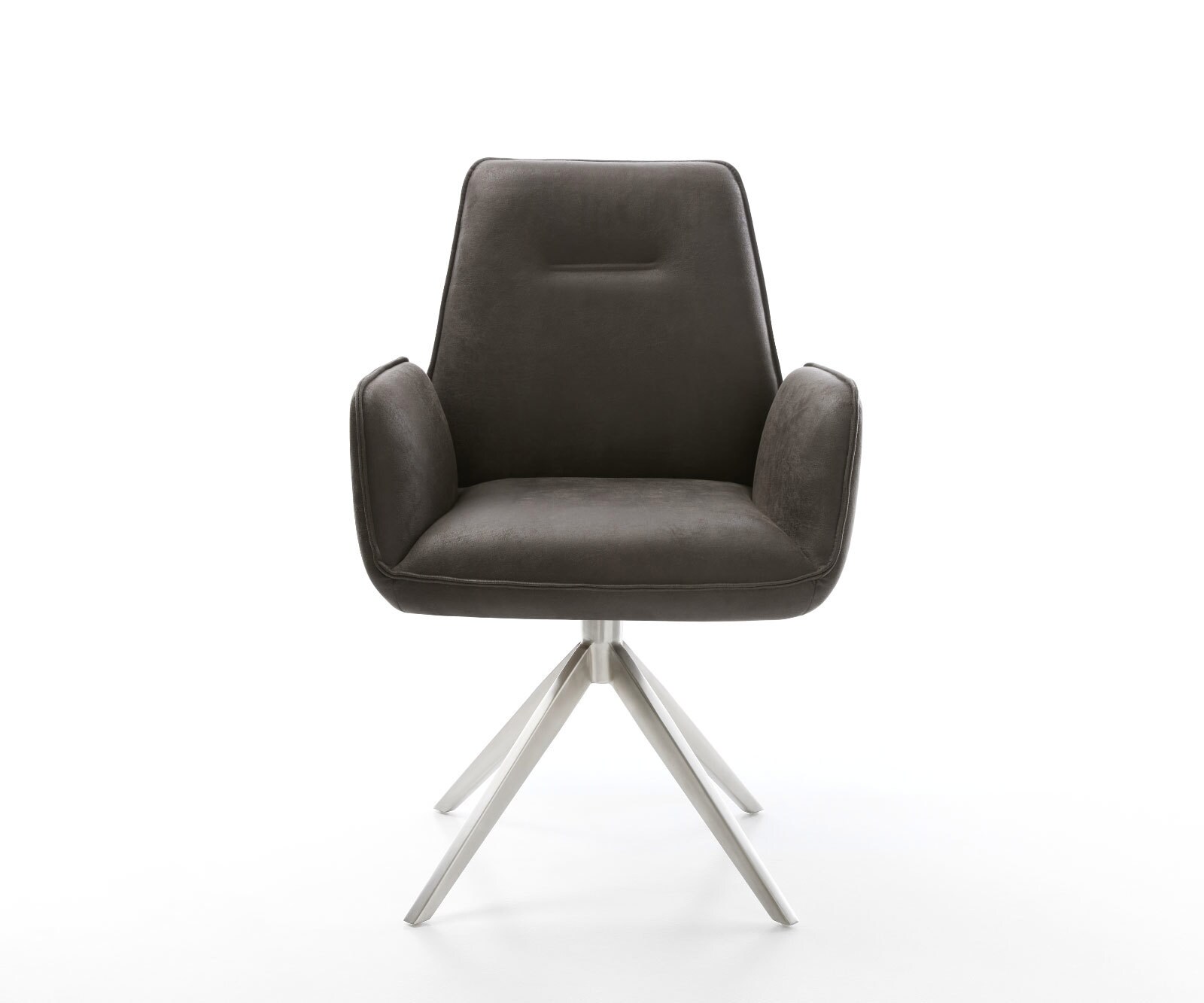 Chaise-pivotante Zoa-Flex microvelours anthracite vintage pied croisé large acier inoxydable brossé pivotement sur 360° fonction bascule ressorts ensachés 2
