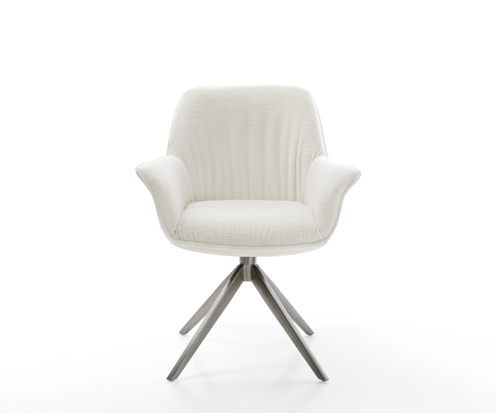 Chaise-pivotante Keila-Flex avec accoudoirs bouclé doux beige pied croisé large grafiete pivotement sur 360° fonction bascule 2