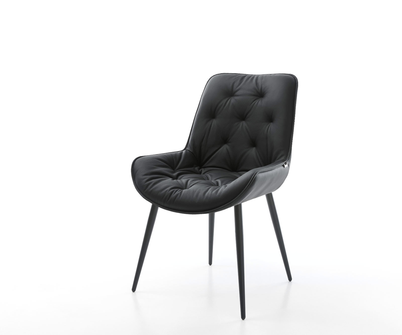 Chaise-de-salle-à-manger Taimi-Flex cuir de vache noir 4 pieds coniques noir Chaise-de-salle-à-manger Taimi-Flex cuir de vache noir 4 pieds coniques noir