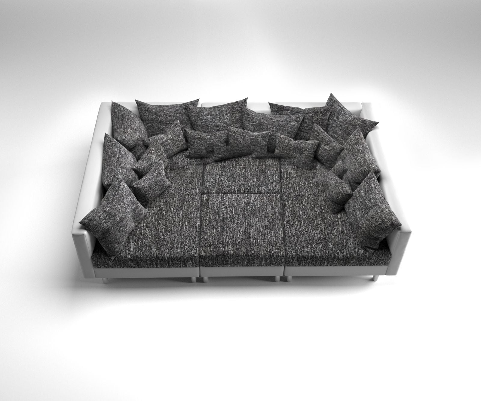 Canapé panoramqiue Clovis blanc noir avec tabouret et accoudoirs  8