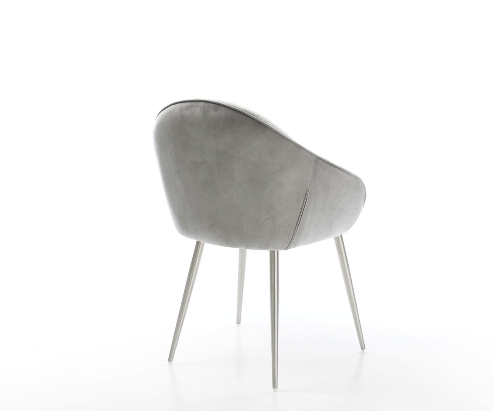 Chaise-de-salle-à-manger Gaio-Flex velours gris 4 pieds coniques acier inoxydable brossé 4 Chaise-de-salle-à-manger Gaio-Flex velours gris 4 pieds coniques acier inoxydable brossé 4