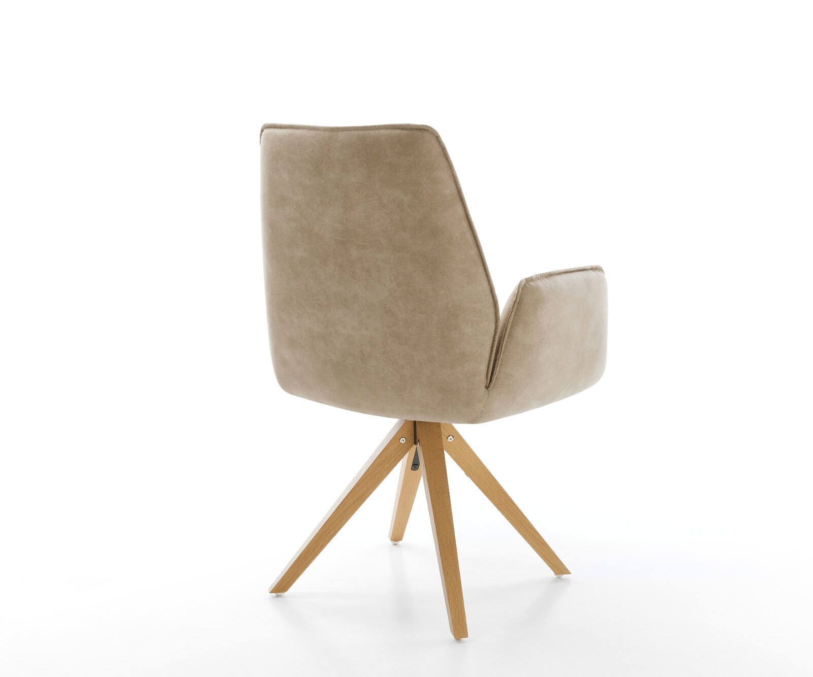 Chaise-de-salle-à-manger Zoa-Flex microvelours beige vintage pied en bois angulaire naturel ressorts ensachés 4