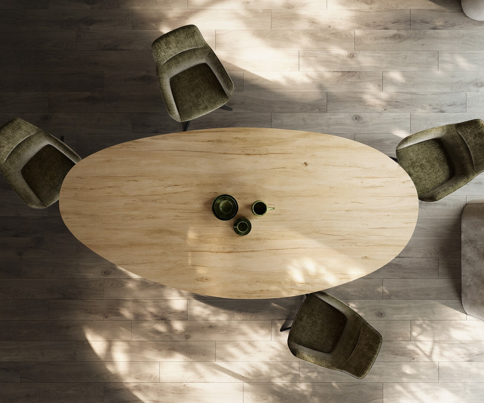 Table à manger Edge Ovale 280x130 Céramique Laminam® Sabbia Couleur chêne Zenthara anguleux Métal Noir 6