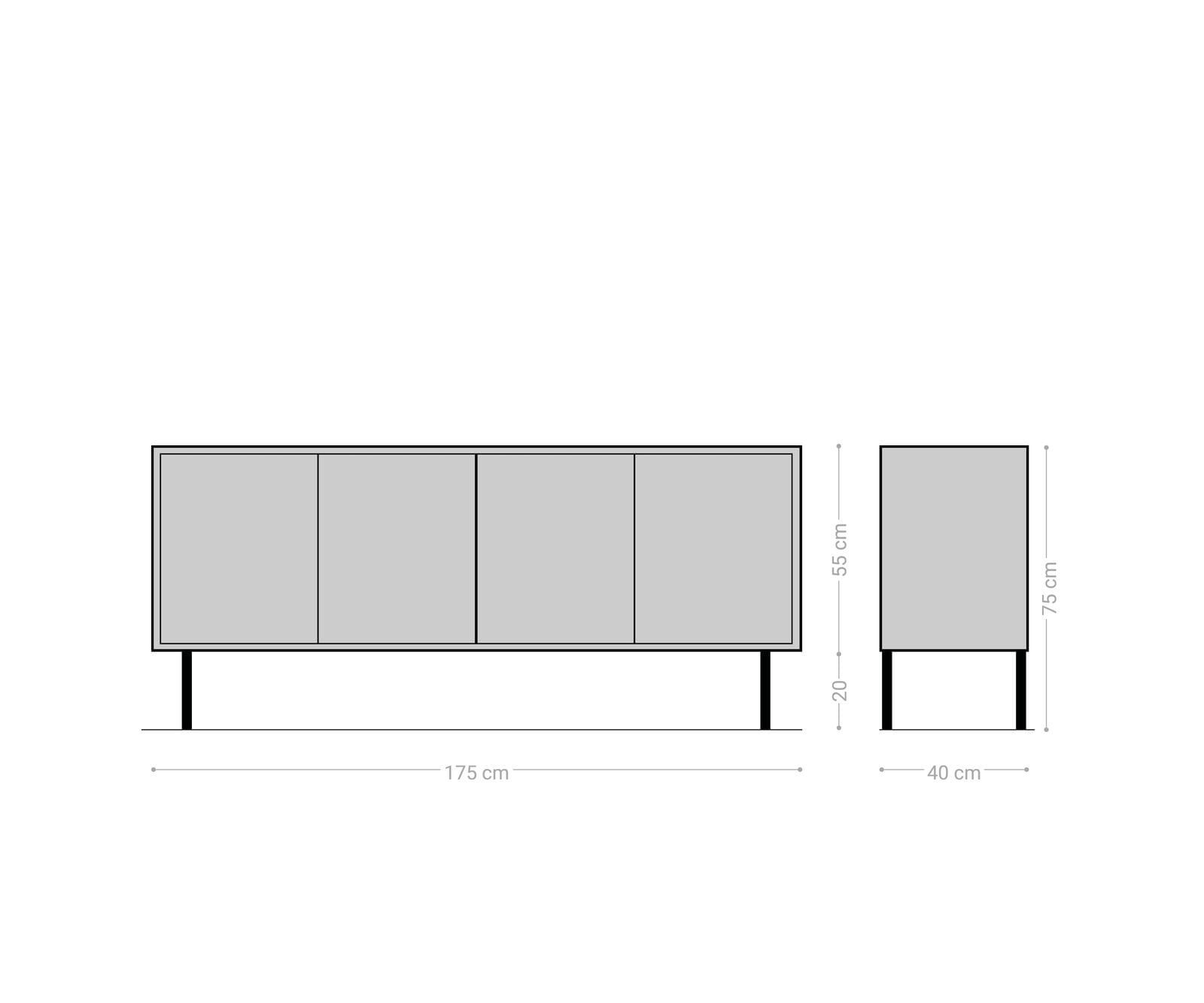 Buffet Muvi 175 cm chêne naturel manguier noir métal noir 4 portes 1 Buffet Muvi 175 cm chêne naturel manguier noir métal noir 4 portes 1