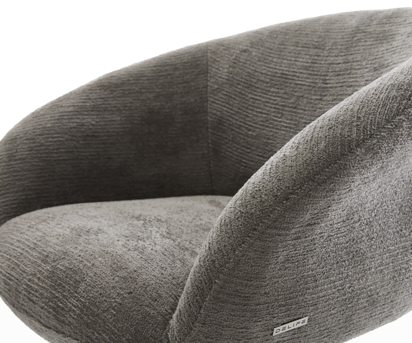 Chaise-de-salle-à-manger Vinka-Flex avec accoudoirs bouclé doux couleur boue pied trapèze noir resorts ensachés 4