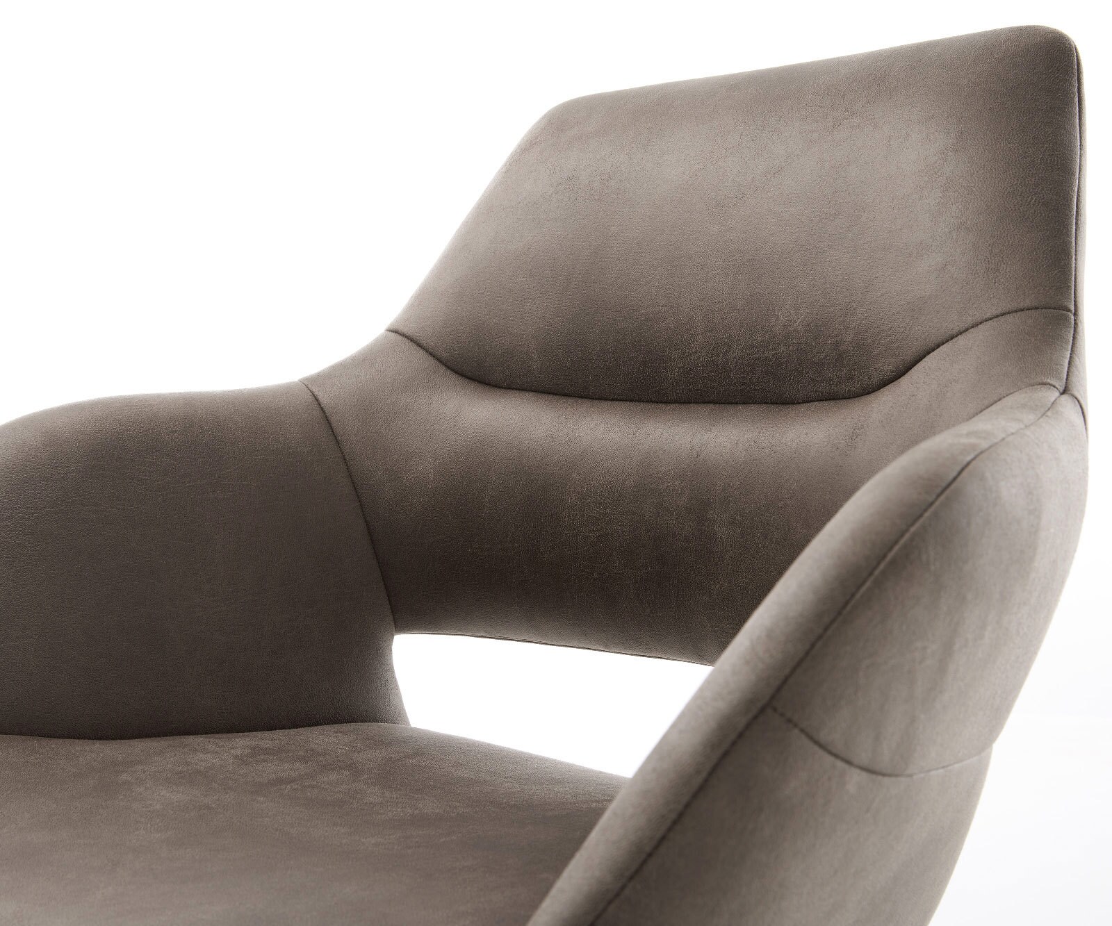 Chaise-pivotante Yago-Flex microvelours taupe vintage pied croisé large acier inoxydable brossé pivotement sur 360° fonction bascule ressorts ensachés 4