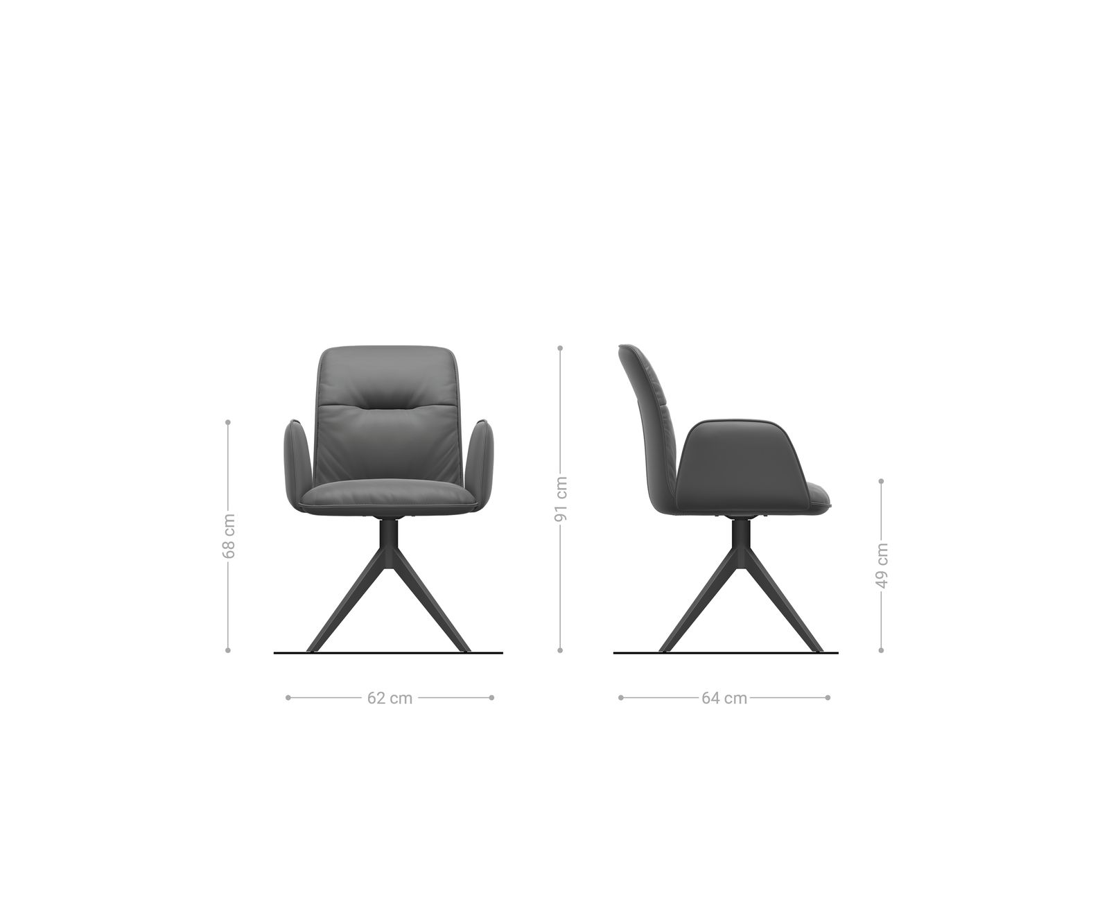Chaise-pivotante Vinja-Flex tissu structuré doux gris pied croisé large blanc pivotement sur 360° fonction bascule 6