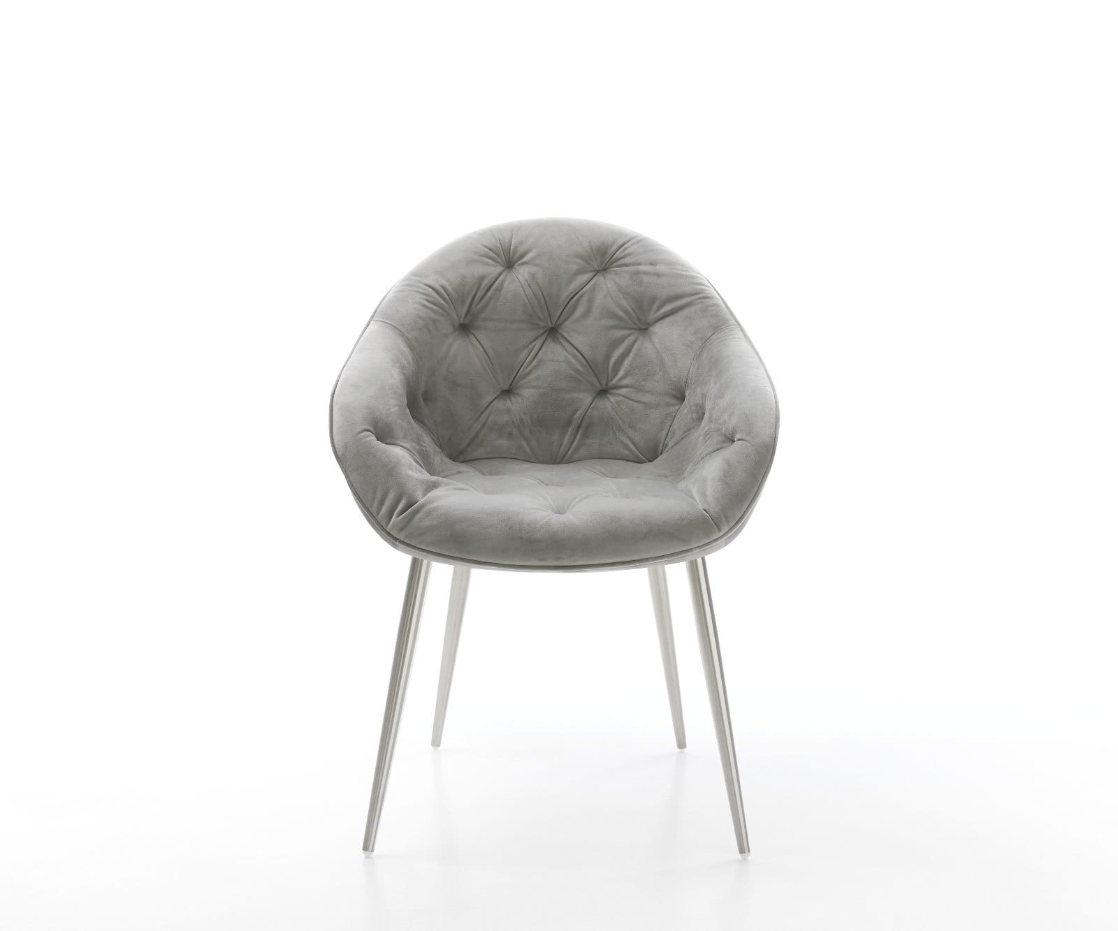 Chaise-de-salle-à-manger Gaio-Flex velours gris 4 pieds coniques acier inoxydable brossé 1 Chaise-de-salle-à-manger Gaio-Flex velours gris 4 pieds coniques acier inoxydable brossé 1