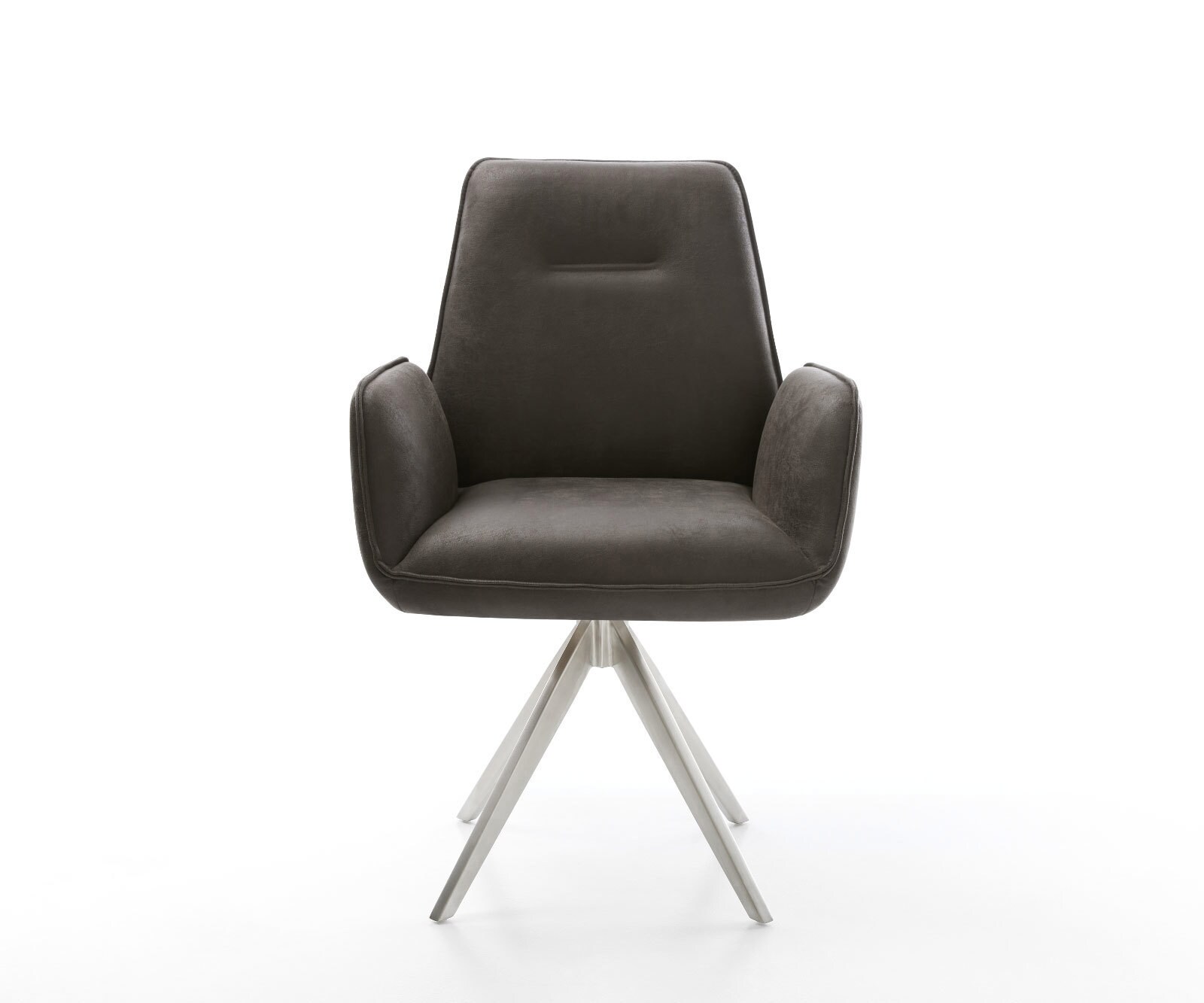 Chaise-de-salle-à-manger Zoa-Flex microvelours anthracite vintage pied croisé angulaire acier inoxydable brossé ressorts ensachés 1 Chaise-de-salle-à-manger Zoa-Flex microvelours anthracite vintage pied croisé angulaire acier inoxydable brossé ressorts ensachés 1