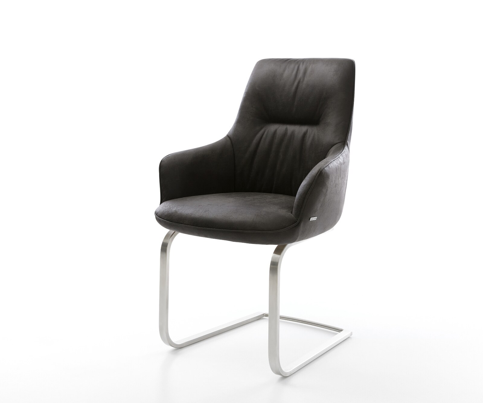 Cantilever Zelia-Flex avec accoudoirs microfibre antracite vintage pied cantilever plat acier inoxydable ressorts ensachés 1