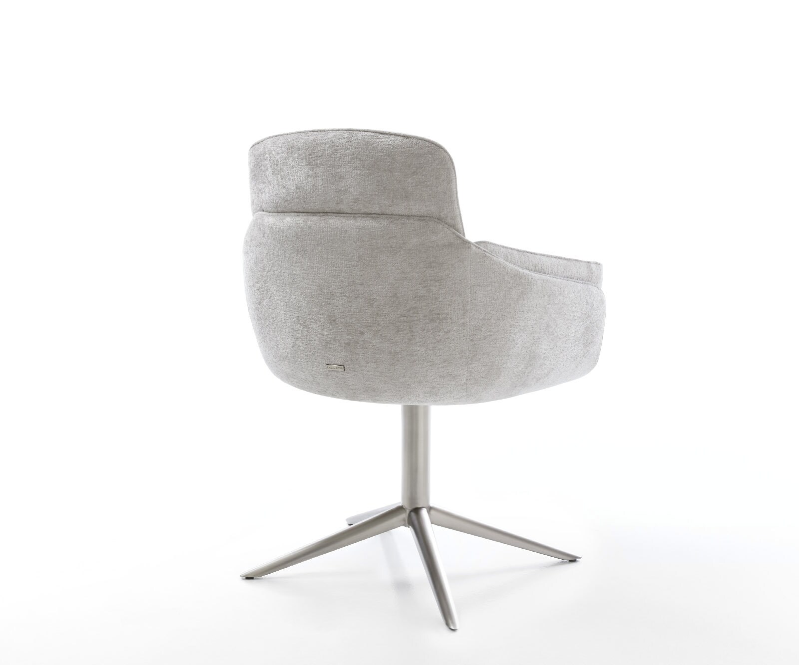 Chaise-pivotante Luan-Flex avec accoudoirs chenille gris argenté pied de chaise 4 branches acier inoxydable brossé pivotement sur 360° fonction bascule 5