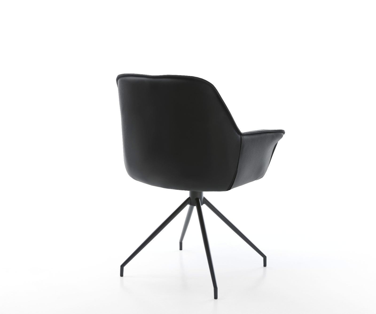 Chaise-de-salle-à-manger Keila-Flex avec accoudoirs cuir de vache noir pied croisé conique noir 5 Chaise-de-salle-à-manger Keila-Flex avec accoudoirs cuir de vache noir pied croisé conique noir 5