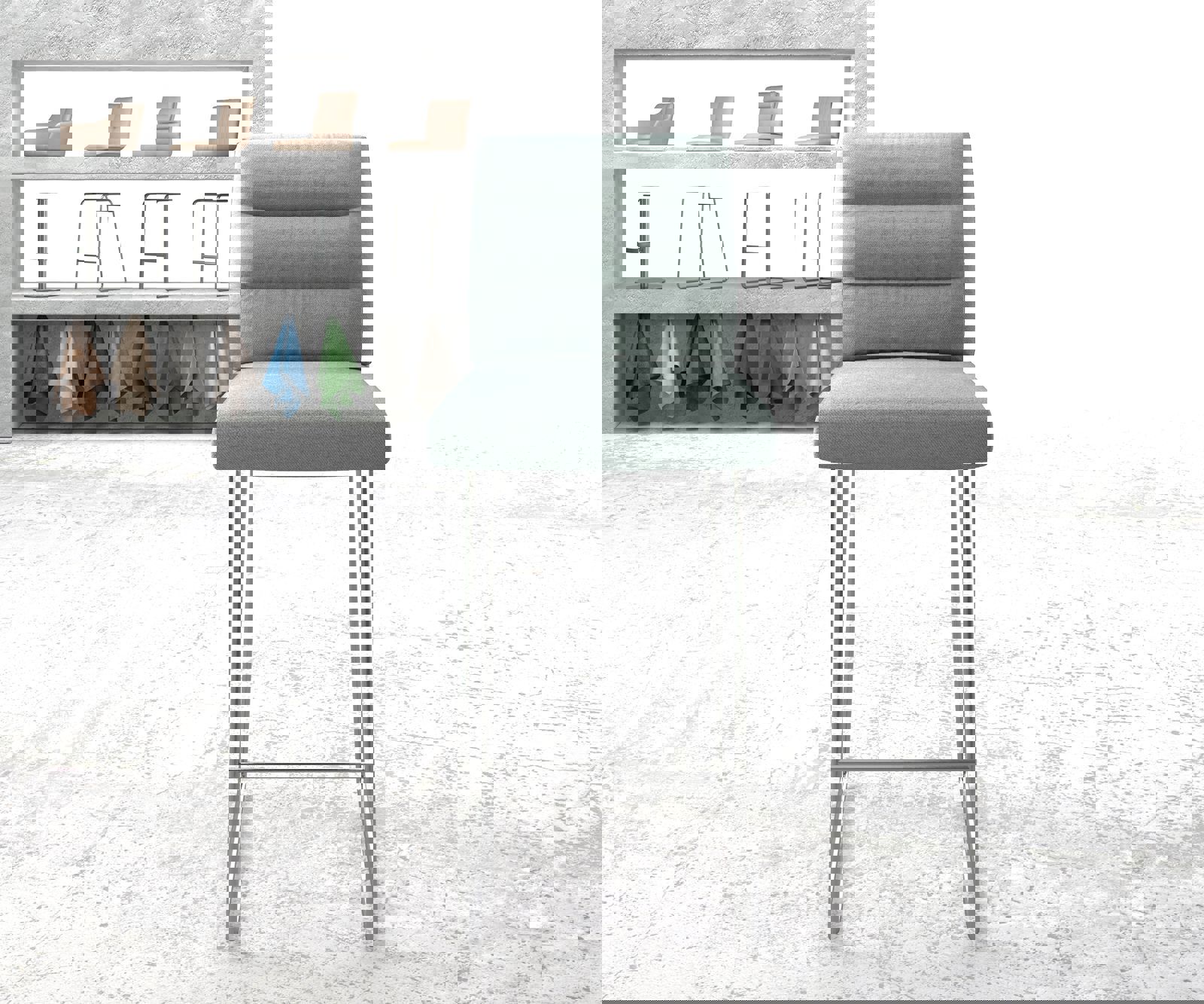 Chaise-de-bar Pela-Flex rayures menthe cadre de patins acier inoxydable 1 Chaise-de-bar Pela-Flex rayures menthe cadre de patins acier inoxydable 1