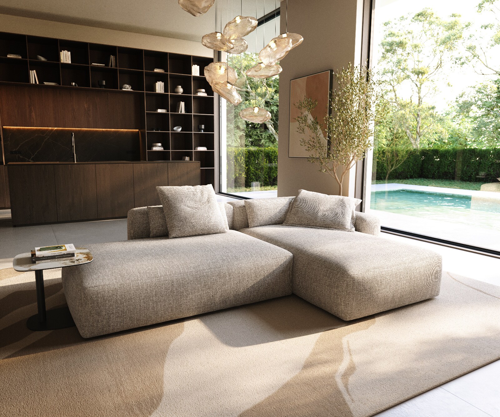 Canapé d'angle Freestyle Pure 310x200 cm Tissu tissé beige doux 1